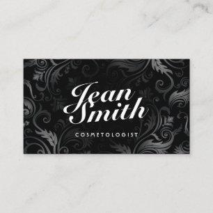 Stylish Black Ornament Cosmetologist Business Card