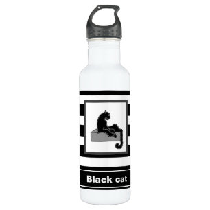 Stylish Black Panther Cat White Modern 710 Ml Water Bottle