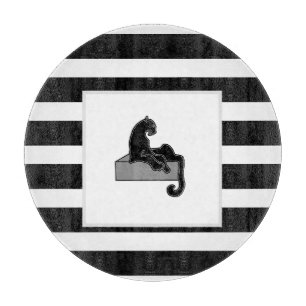 Stylish Black Panther Cat White Modern Cutting Board