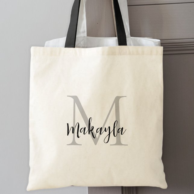 Stylish Black Personalised Monogram Tote Bag (Creator Uploaded)