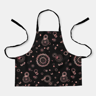Stylish black pink flowers design apron