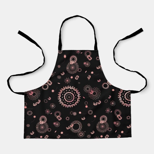 Stylish black pink flowers design apron (Front)