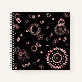 Stylish black pink flowers hand painted design notebook