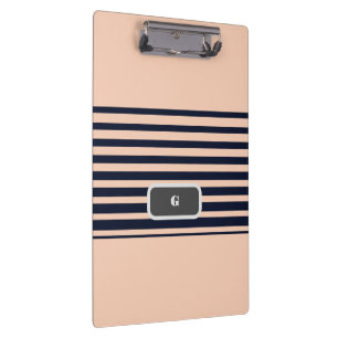  Stylish Black & Pink Monogram  Stripes Clipboard
