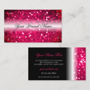 Stylish Black Pink Sparkling Glitter Stars Chic Business Card