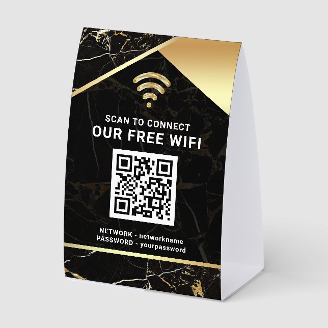 Stylish Black QR Code Wifi Network Password (Front)