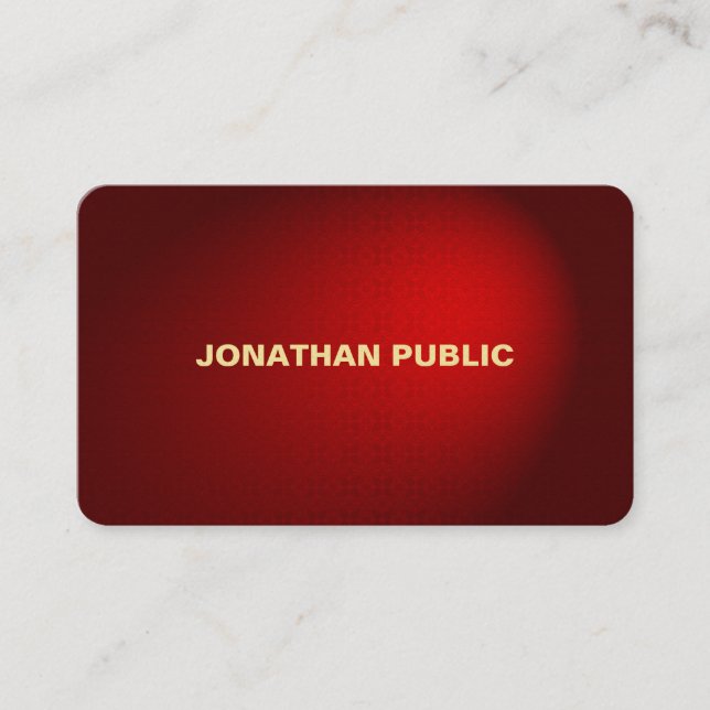 Stylish Black Red Damask Premium Professional Business Card (Front)
