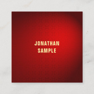 Stylish Black Red Damask Professional Template Top Square Business Card