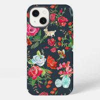 Stylish black & red Secret Rose Garden pattern