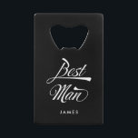 Stylish Black Retro Typography Best Man Groomsmen<br><div class="desc">This personalised black bottle opener makes a stylish vintage Best Man gift. Funky retro inspired font in white on black background - customise this best man gift with and your name of choice and if you like, the spouse's names and wedding date on the back. Want more wedding items in...</div>