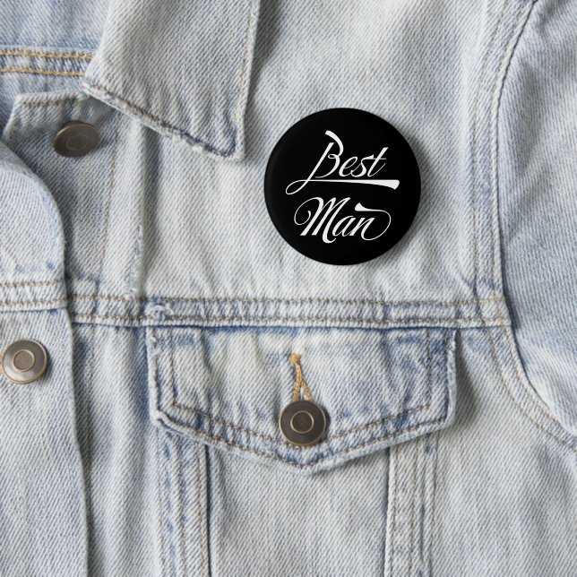 Stylish Black Retro Typography Best Man Groomsmen 6 Cm Round Badge (In Situ)