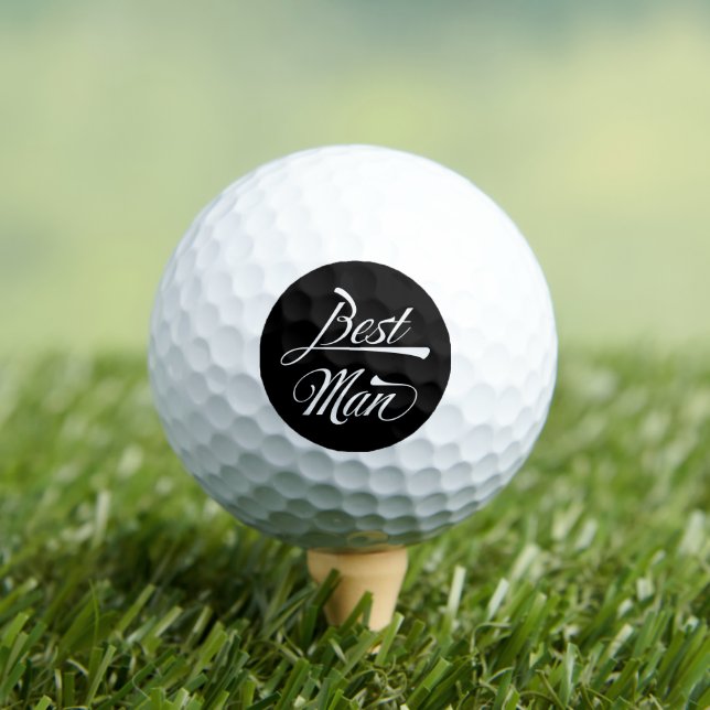 Stylish Black Retro Typography Best Man Groomsmen Golf Balls (Insitu Tee)