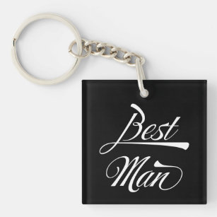 Stylish Black Retro Typography Best Man Groomsmen  Key Ring