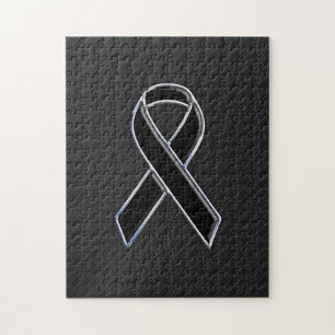 Stylish Black Ribbon Awareness Jigsaw Puzzle