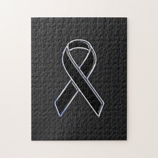 Stylish Black Ribbon Awareness Jigsaw Puzzle (Vertical)