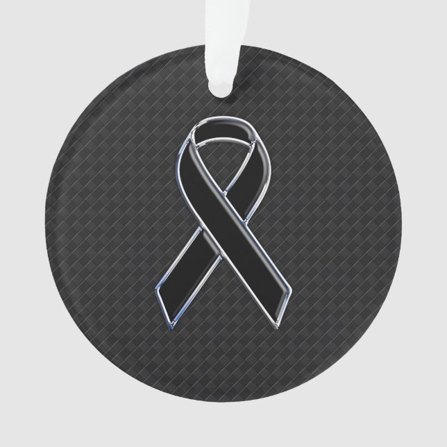 Stylish Black Ribbon Awareness Ornament (Front)