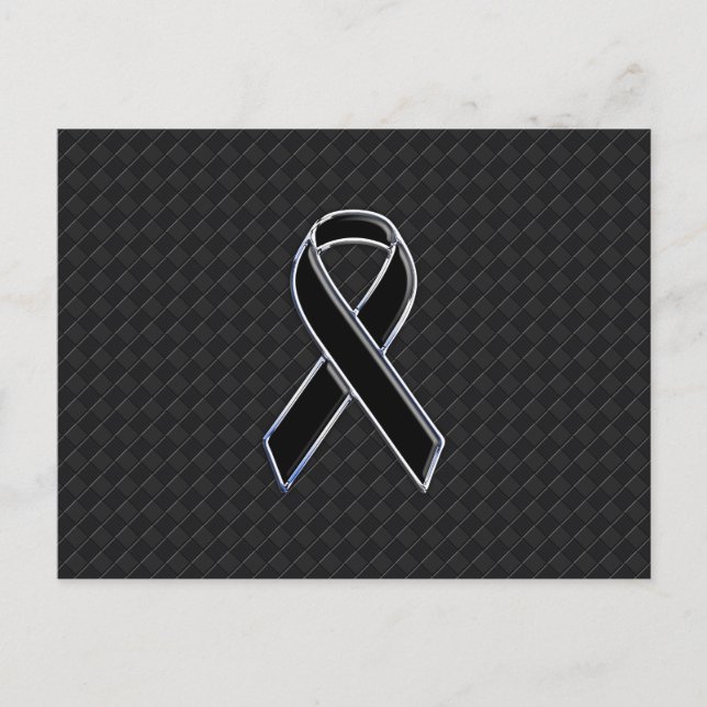 Stylish Black Ribbon Awareness Postcard (Front)