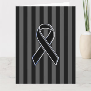 Stylish Black Ribbon Awareness Vertical Stripes Card
