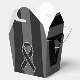 Stylish Black Ribbon Awareness Vertical Stripes Favour Box