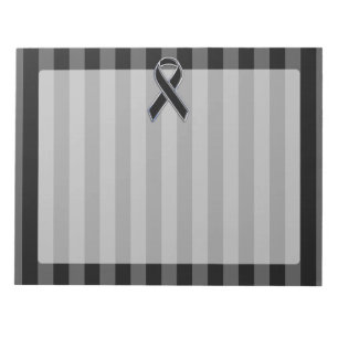 Stylish Black Ribbon Awareness Vertical Stripes Notepad