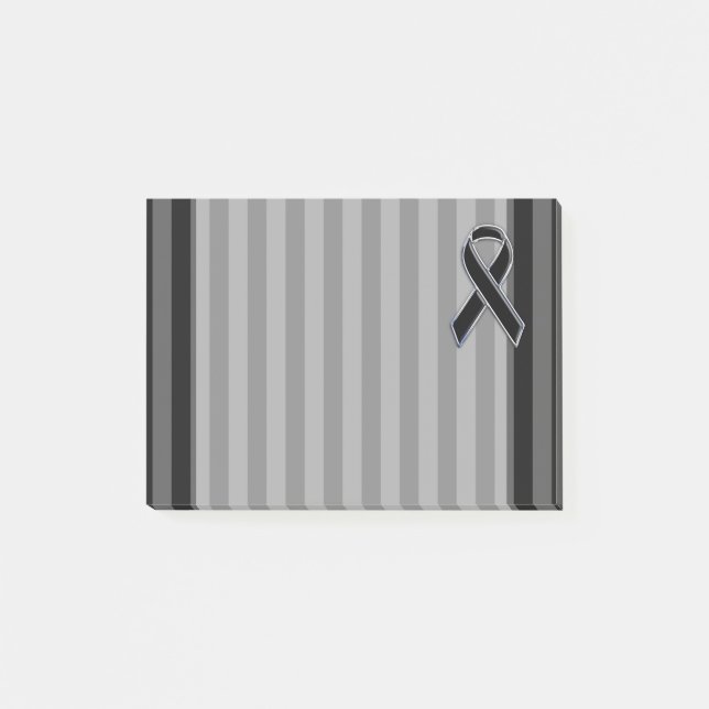Stylish Black Ribbon Awareness Vertical Stripes Post-it Notes (Front)