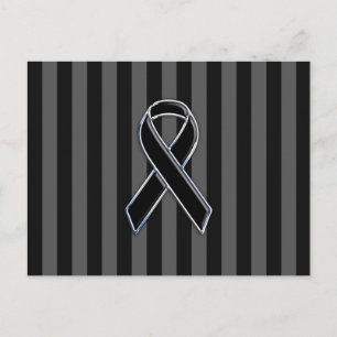 Stylish Black Ribbon Awareness Vertical Stripes Postcard