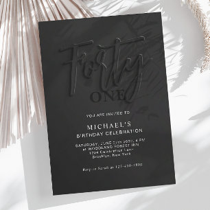 Stylish Black Script Forty 40th Adult Birthday Invitation