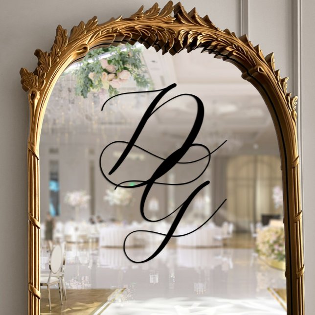 Stylish Black Script Overlapping Monogram Wedding (Stylish Black Script Overlapping Monogram Wedding Window Cling)