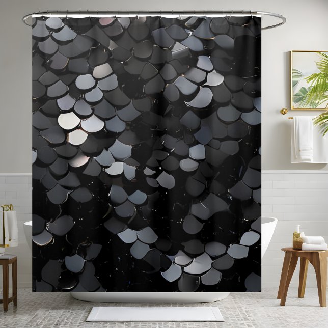 Stylish Black Sequin Shower Curtain (Creator Uploaded)