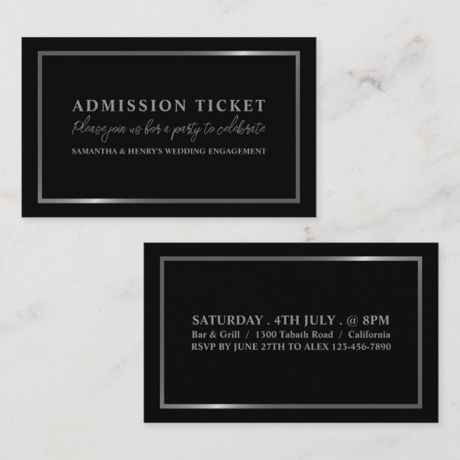 Stylish Black & Silver, Admission Ticket (Front/Back)
