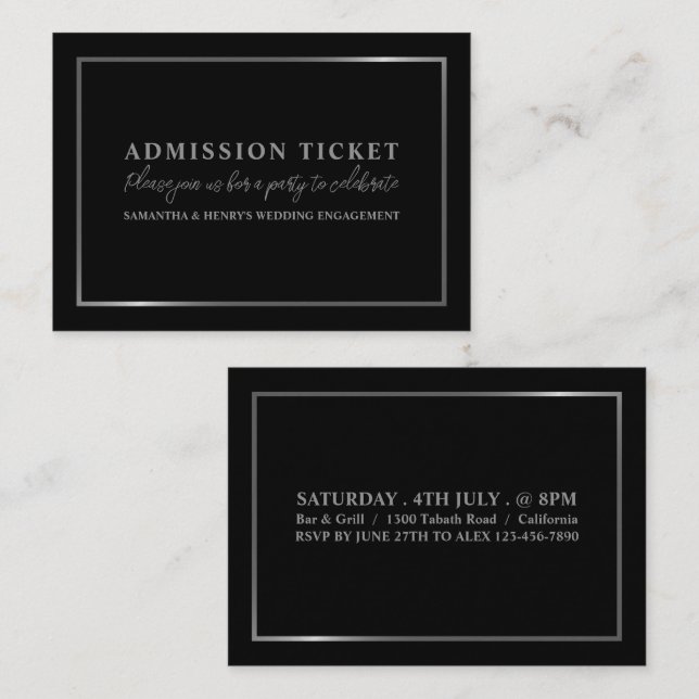 Stylish Black & Silver, Admission Ticket (Front/Back)
