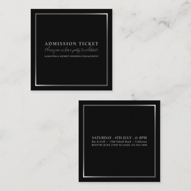 Stylish Black & Silver, Admission Ticket (Front/Back)