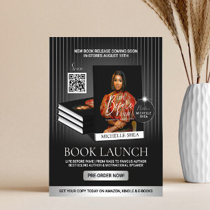 Stylish Black & Silver Author Book Launch Release Flyer
