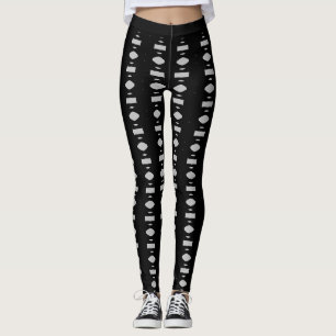 Stylish Black & Silver Geometric Pattern Leggings
