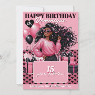 Stylish Black Teen Girl Birthday Gift Card Holder