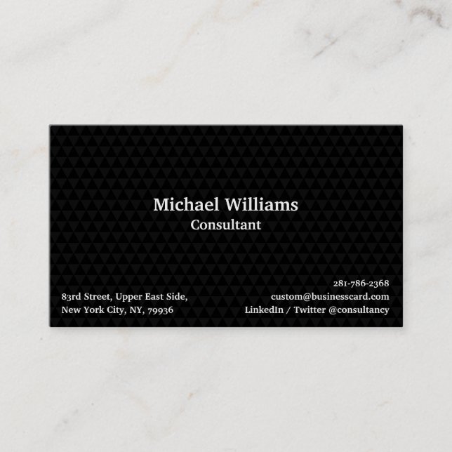 Stylish Black Trendy Geometric Pattern Modern Chic Business Card (Front)