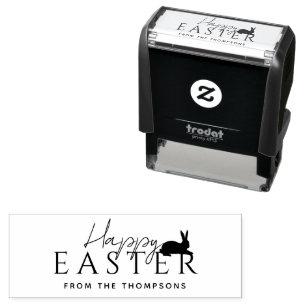 Stylish Black Typography And Bunny Happy Easter Self-inking Stamp