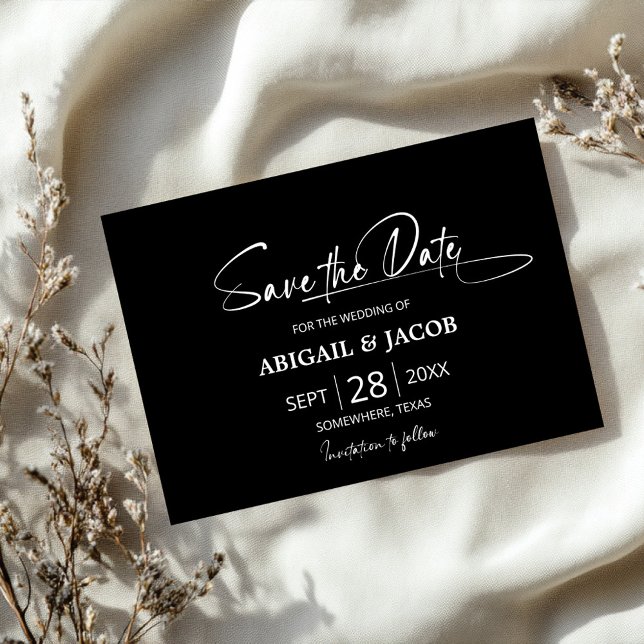 Stylish Black Wedding Save the Date  Invitation (Creator Uploaded)