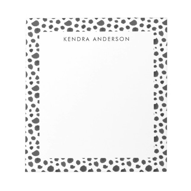 Stylish Black & White Animal Fur Pattern Notepad (Front)