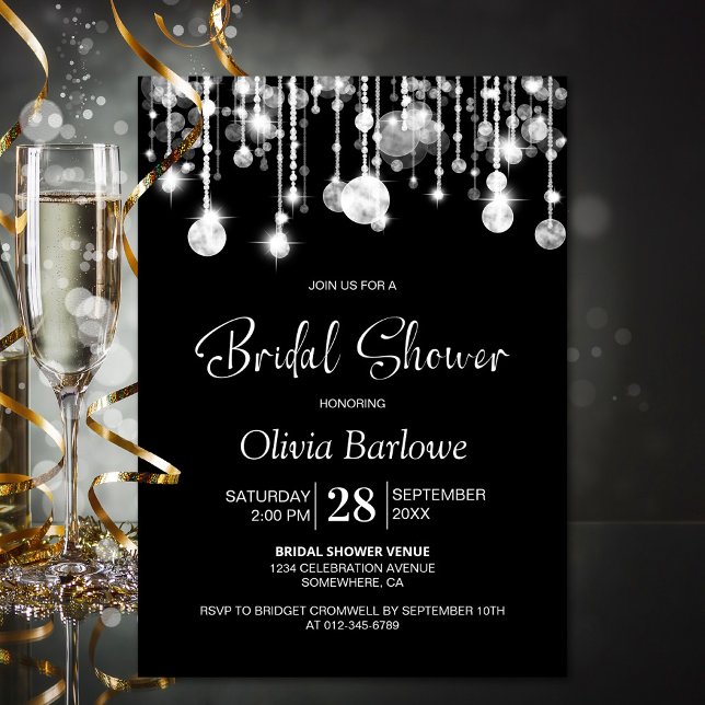Stylish Black White Bridal Shower Invitation (Creator Uploaded)