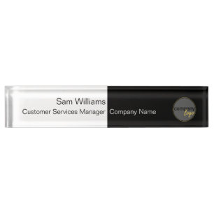 STYLISH BLACK WHITE BUSINESS LOGO NAME COMPANY  NAMEPLATE