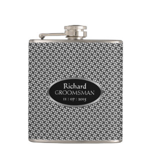Stylish Black White Custom Design Groomsmen Gift Hip Flask