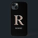 Stylish Black White Custom Monogram    iPhone 13 Case<br><div class="desc">This unique designer cell phone case features a three colour monogram — look closely and you will see for yourself.  This is set against a black background .   Any design questions,  just send an email to charmdesignstudio@rcn.com and we’ll be delighted to assist.</div>