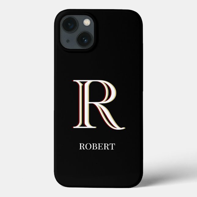 Stylish Black White Custom Monogram    Case-Mate iPhone Case (Back)