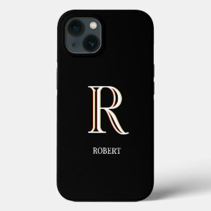 Stylish Black White Custom Monogram iPhone 13 Case