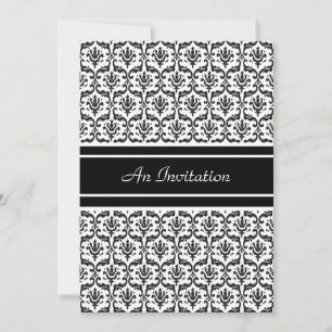 Stylish Black & White Damask Custom Invitations