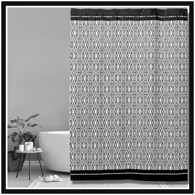 Stylish Black & White Geometric Pattern Shower Curtain (Creator Uploaded)