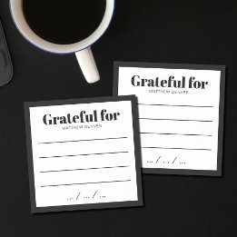 Stylish Black & White Grateful Gratitude Note