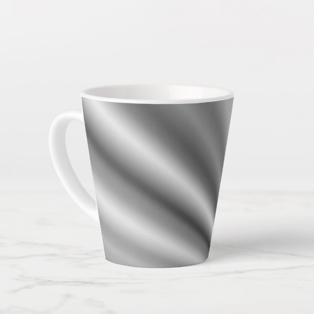 Stylish Black White Grey Silver Pattern  Latte Mug (Left Angle)