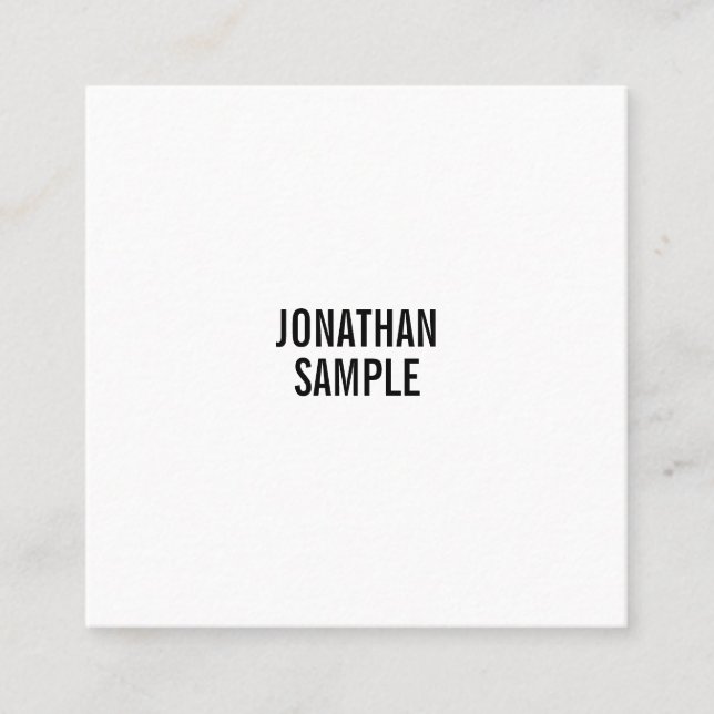 Stylish Black White Minimalistic Modern Clean Chic Square Business Card (Front)